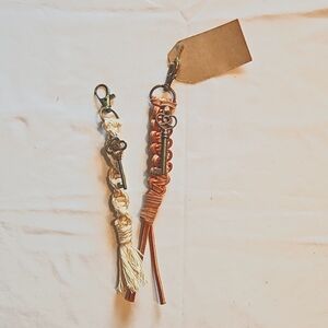 1 NEW Handcrafted Leather Keychain or Handbag Tassle, with Key charm!